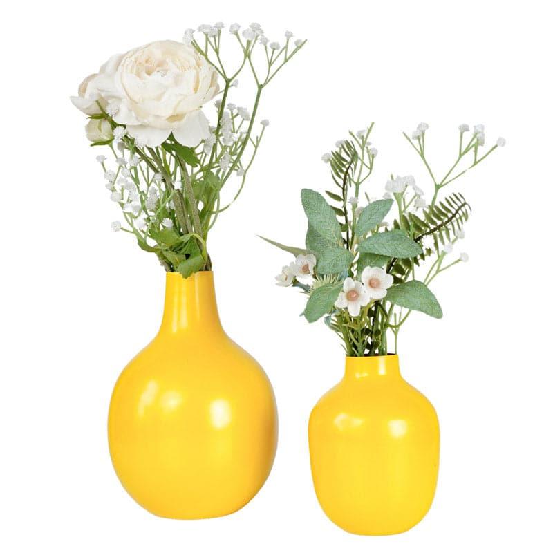 Buy Ourania Metal Vase (Yellow) - Set Of Two Vase from Vaaree