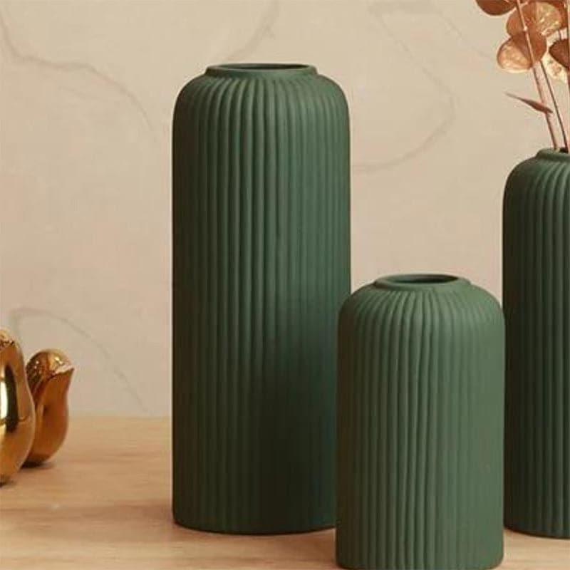 Buy Pasha Ceramic Vase (Dark Green) - Set Of Three Vase from Vaaree