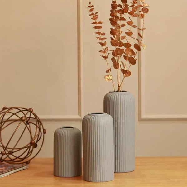 Buy Pasha Ceramic Vase (Grey) - Set Of Three Vase from Vaaree