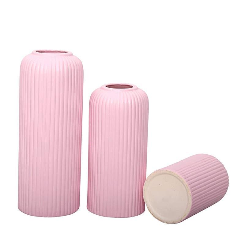 Buy Pasha Ceramic Vase (Pink) - Set Of Three Vase from Vaaree