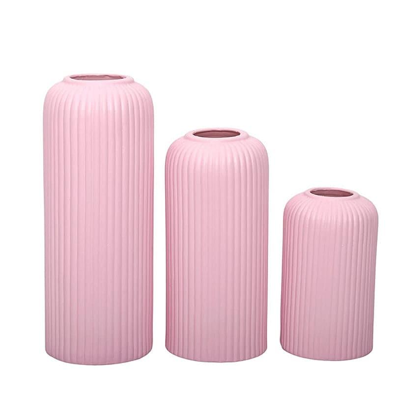 Buy Pasha Ceramic Vase (Pink) - Set Of Three Vase from Vaaree