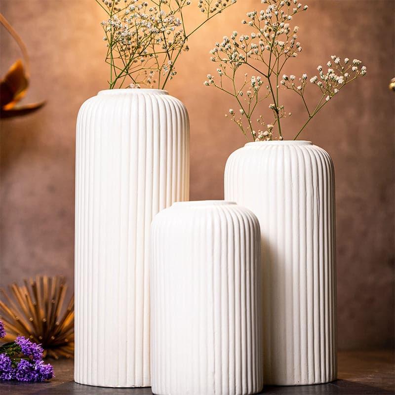 Buy Pasha Ceramic Vase (White) - Set Of Three Vase from Vaaree