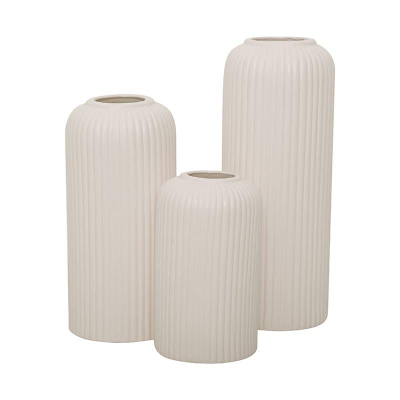 Buy Pasha Ceramic Vase (White) - Set Of Three Vase from Vaaree