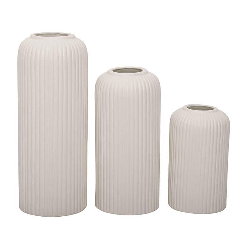 Buy Pasha Ceramic Vase (White) - Set Of Three Vase from Vaaree