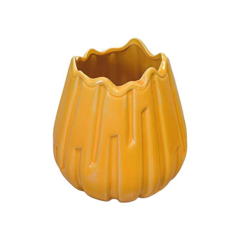 Buy Quirky Pottery Vase - Yellow Vase from Vaaree