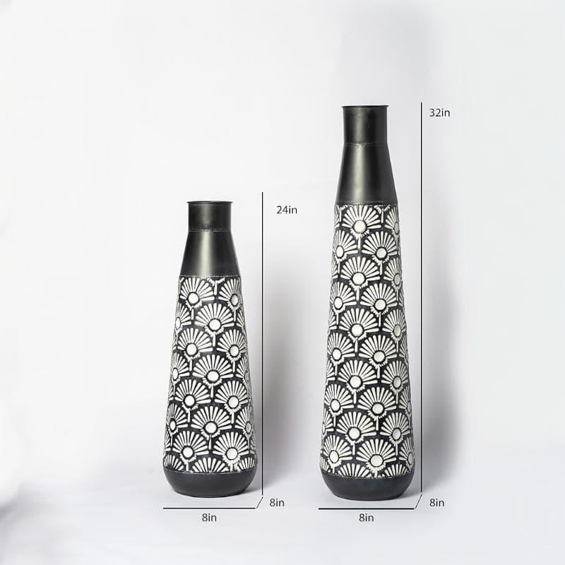 Buy Rhoda Black And White Tribal Floor Vase Floor Vase from Vaaree