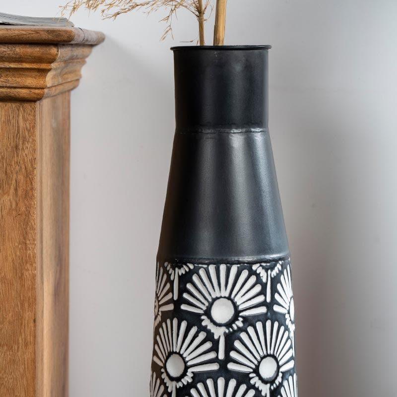 Buy Vase - Rhoda Black And White Tribal Vase at Vaaree online