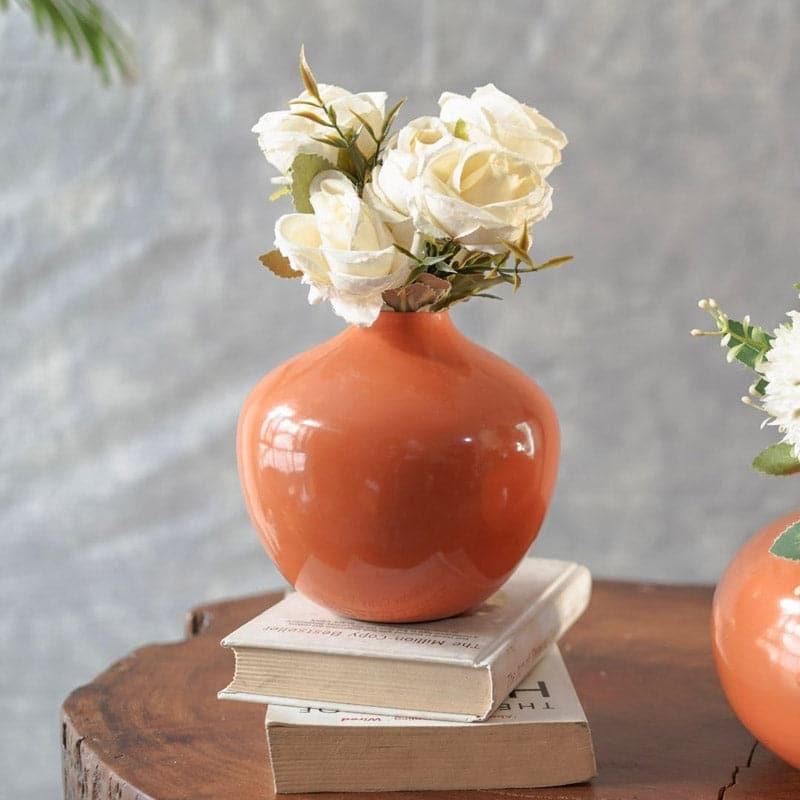 Buy Salera Metal Vase - Orange Vase from Vaaree