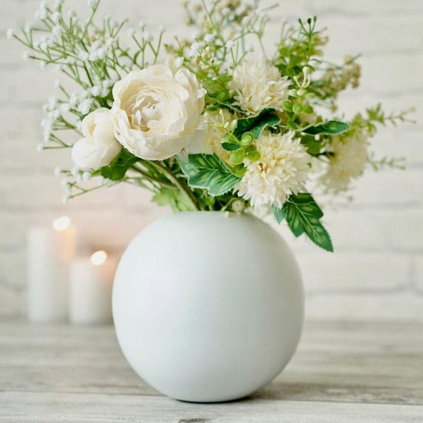 Vase - Sawera Metal Vase (White) - Big