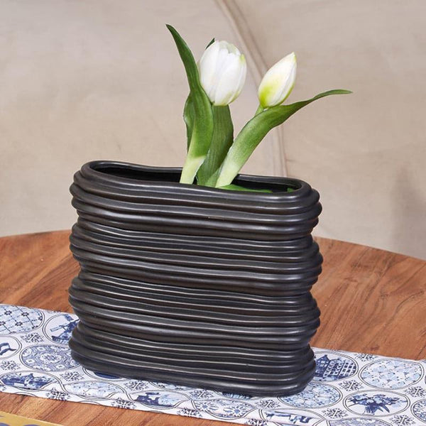 Vase - Stripe Stack Vase - Black