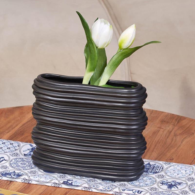 Buy Stripe Stack Vase - Black Vase from Vaaree