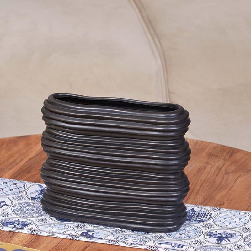 Buy Stripe Stack Vase - Black Vase from Vaaree