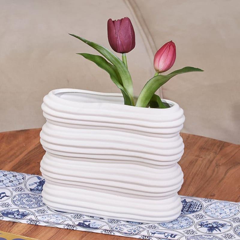 Buy Stripe Stack Vase - White Vase from Vaaree