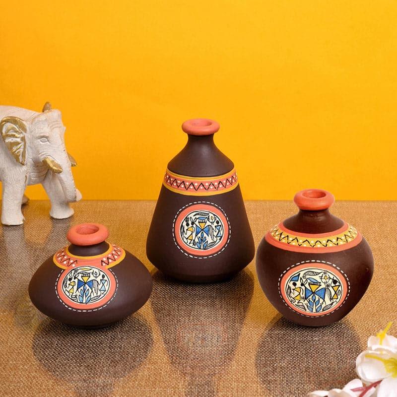 Vase - Thalissa Tribal Terracotta Vase - Set Of Three