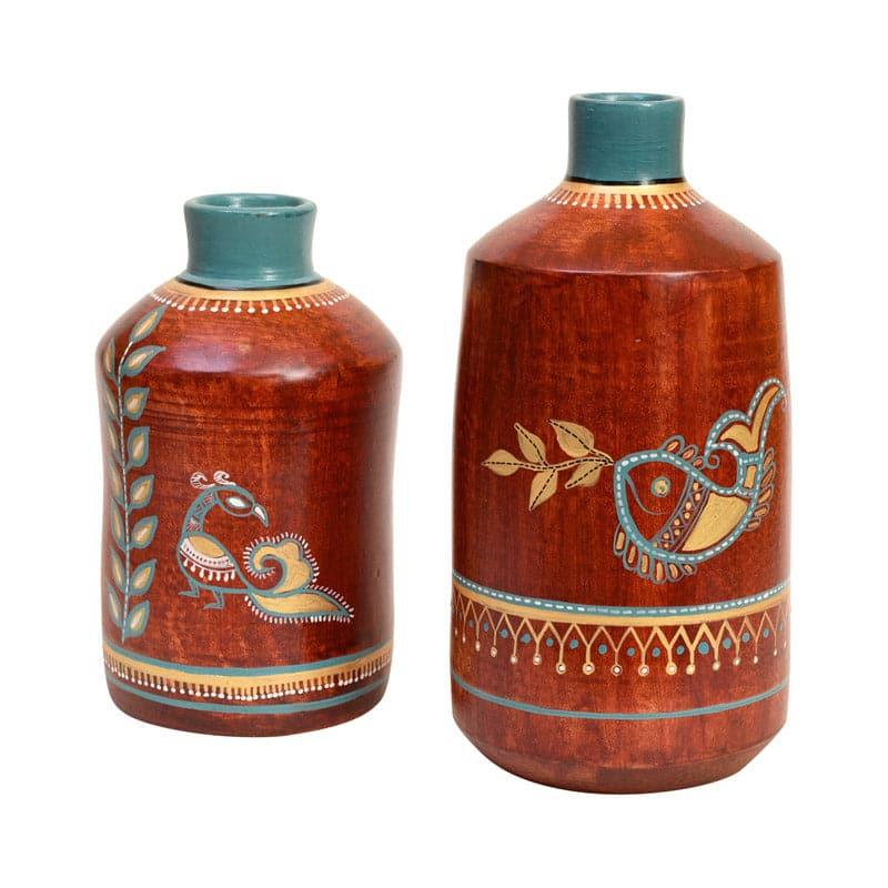 Vase - Vritra Tribal Terracotta Vase - Set Of Two