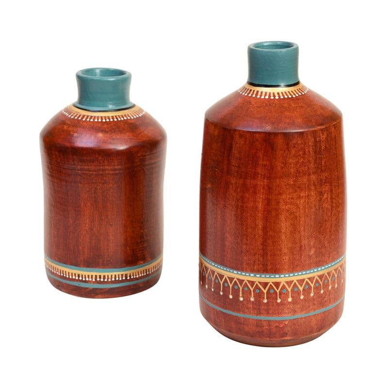 Vase - Vritra Tribal Terracotta Vase - Set Of Two