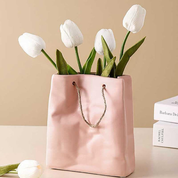 Buy Vase - Whimsy Paperbag Vase - Pink at Vaaree online
