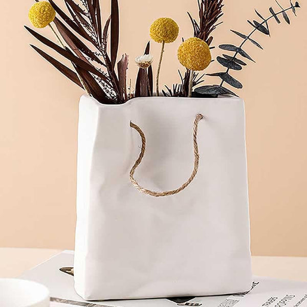 Vase - Whimsy Paperbag Vase - White