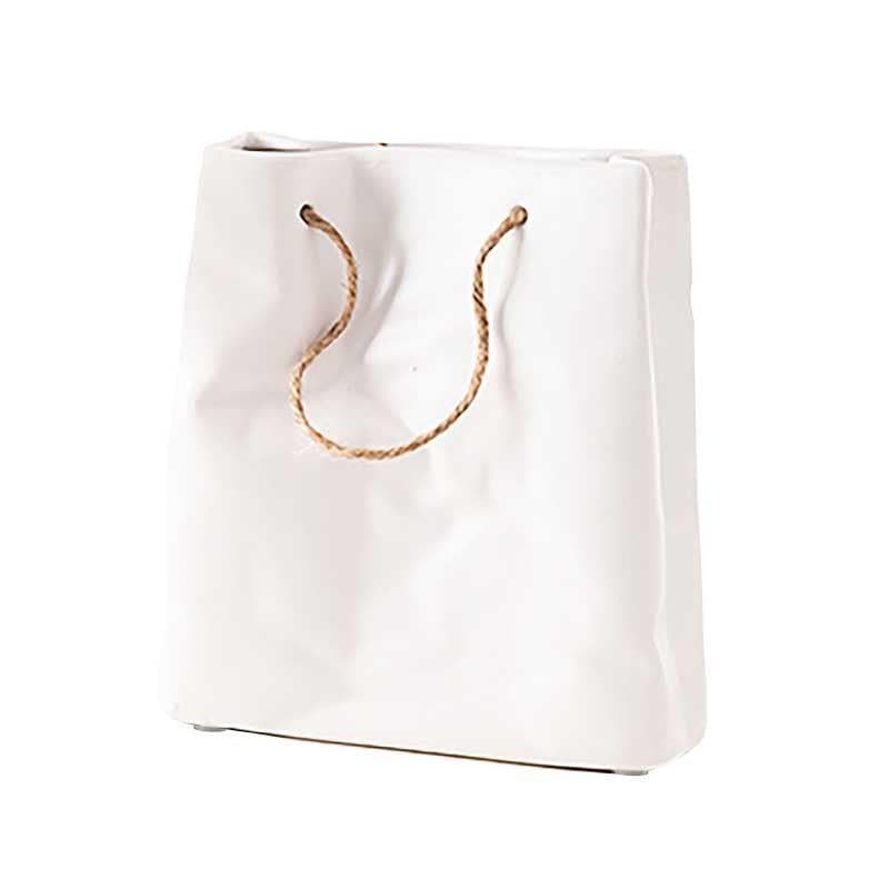 Vase - Whimsy Paperbag Vase - White