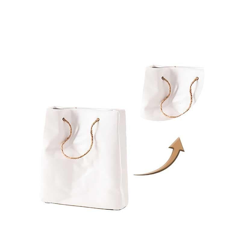 Vase - Whimsy Paperbag Vase - White