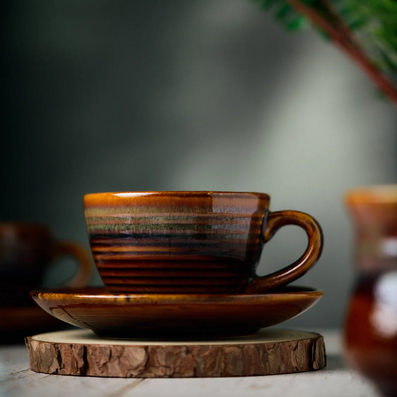 Buy Sragen Handmade Cup & Saucer (300 ML) - Twelve Piece Set Tea Cup & Saucer from Vaaree