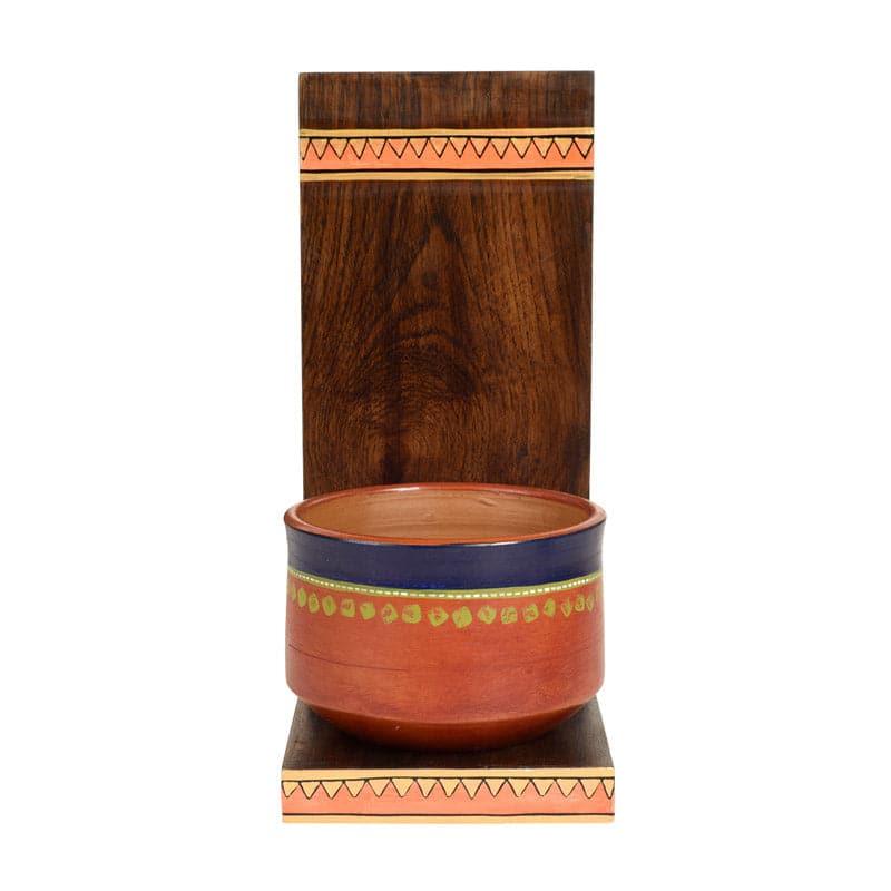 Buy Asoori Wall Shelf With Earthen Planter - Set Of Two Wall Accents from Vaaree