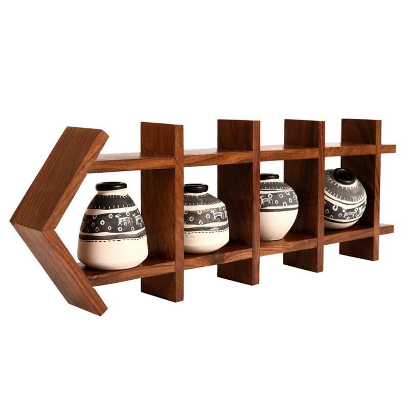 Wall Accents - Chenaya Wall Shelf With Pots - Set Of Five