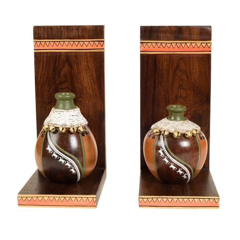 Buy Coco Calm Wall Shelf With Earthen Vases - Set Of Four Wall Accents from Vaaree