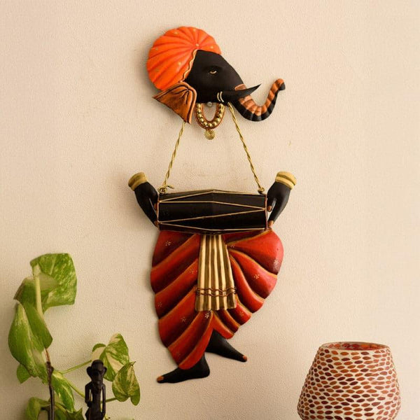 Wall Accents - Ganesha With Dholak Wall Accent