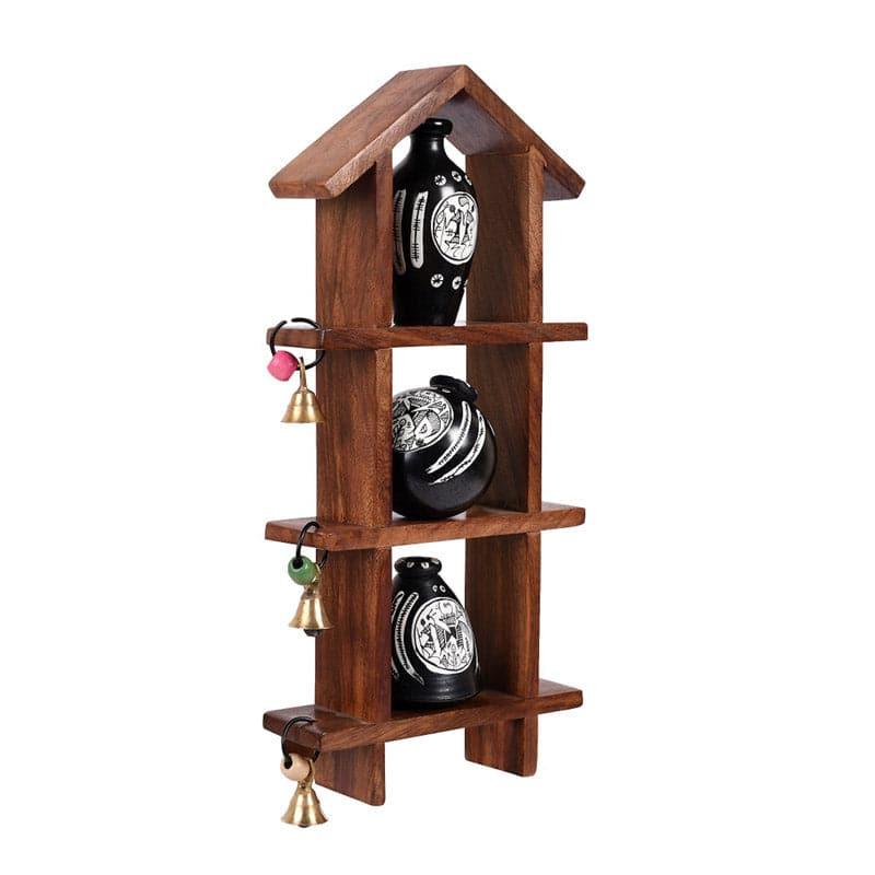 Wall Accents - Home Charm Wall Shelf With Black Pot - Set Of Four