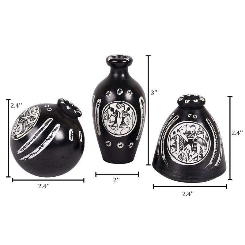 Wall Accents - Home Charm Wall Shelf With Black Pot - Set Of Four