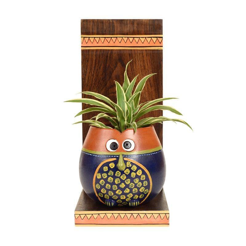 Wall Accents - Hoot Play Wall Shelf With Earthen Planter - Set Of Two