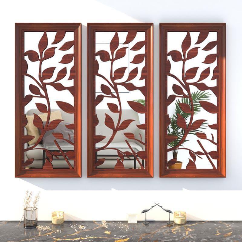 Buy Leafie Decorative Wall Accent (Brown) - Set Of Three Wall Accents from Vaaree