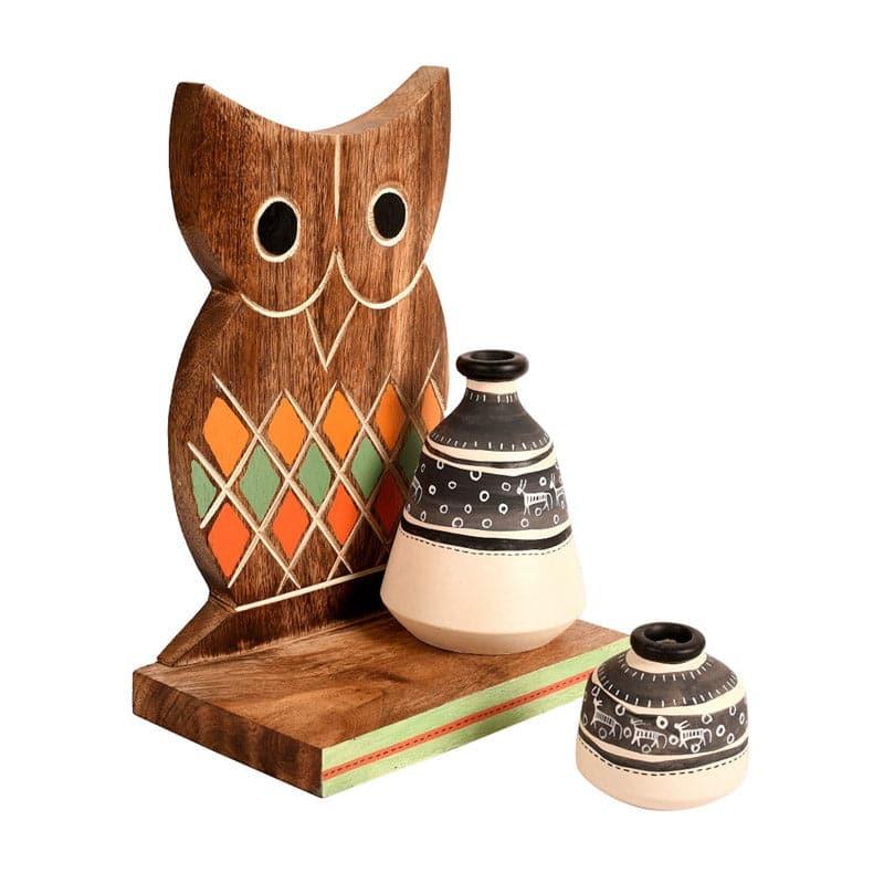 Wall Accents - Owlery Wall Shelf With Pot - Set Of Three