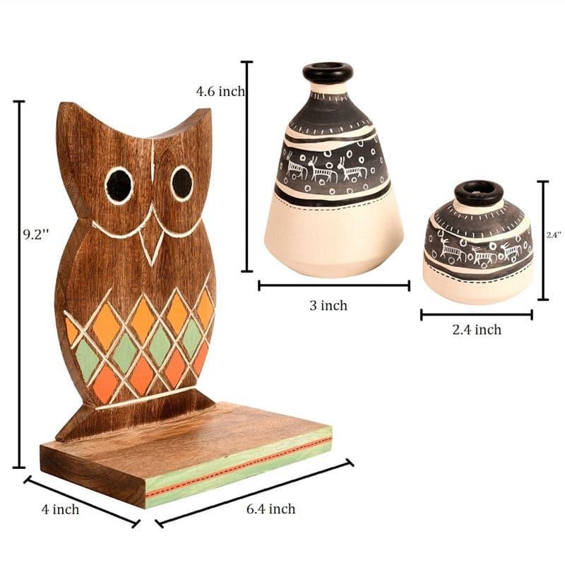 Wall Accents - Owlery Wall Shelf With Pot - Set Of Three