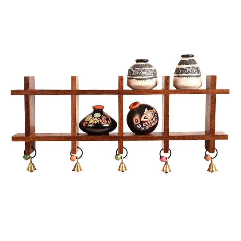 Buy Pelu Grided Wall Shelf With Warli Pot - Set Of Five Wall Accents from Vaaree