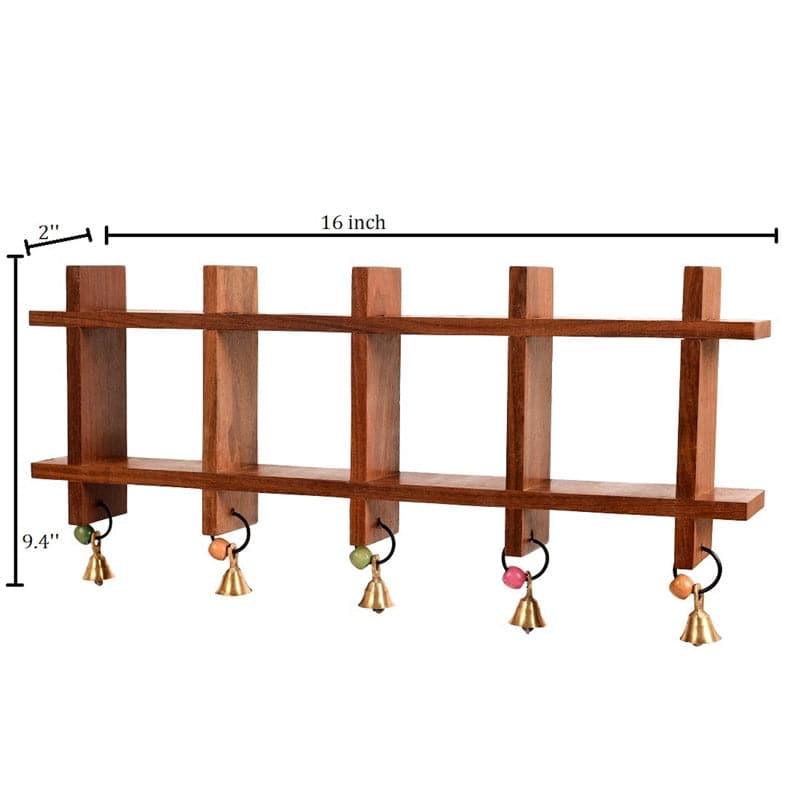 Buy Pelu Grided Wall Shelf With Warli Pot - Set Of Five Wall Accents from Vaaree