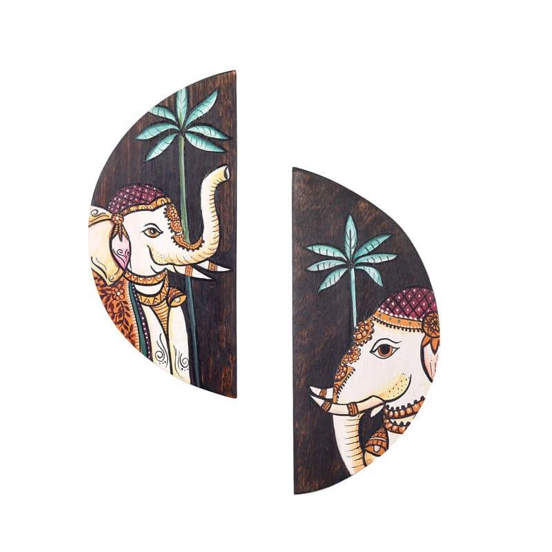 Wall Accents - Pichhwai Elephant Wall Accent - Set Of Two