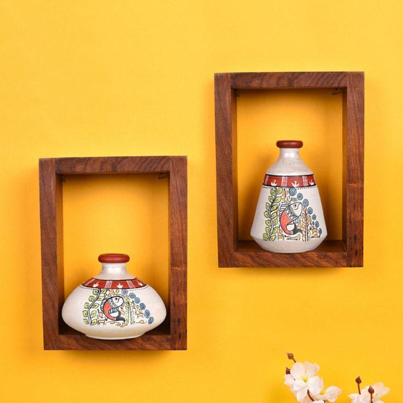 Wall Accents - Prabasa Wall Shelf With Pots - Set Of Four