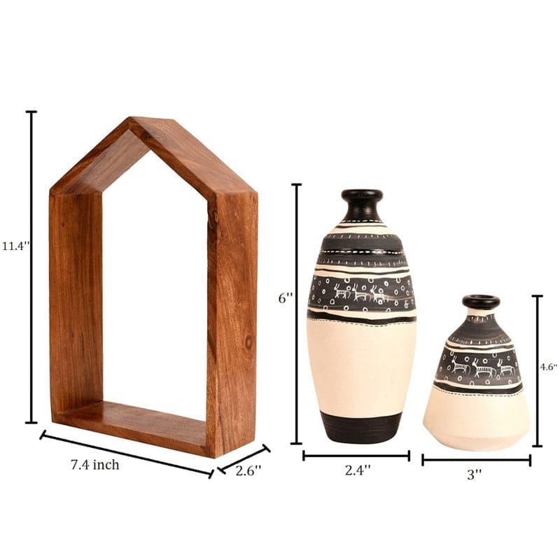 Wall Accents - Ranvita Wall Shelf With Pots - Set Of Thee