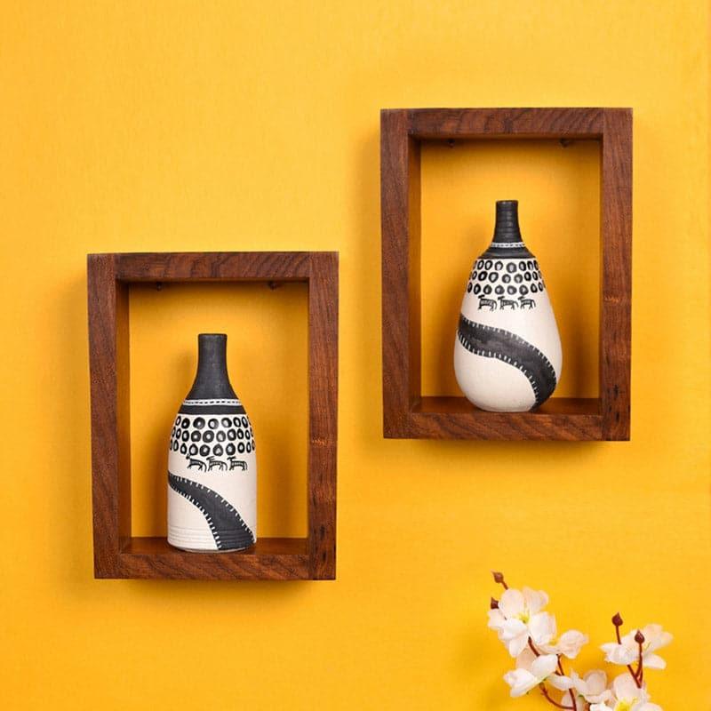 Wall Accents - Sikhraara Wall Shelf With Pots - Set Of Four