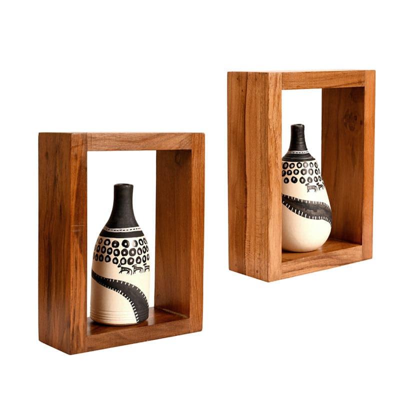 Wall Accents - Sikhraara Wall Shelf With Pots - Set Of Four