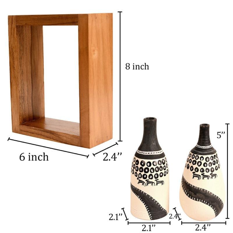 Wall Accents - Sikhraara Wall Shelf With Pots - Set Of Four