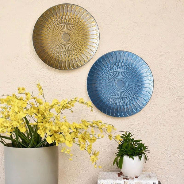 Wall Accents - Sinoya Decorative Wall Plates (Blue & Yellow) - Set Of Two