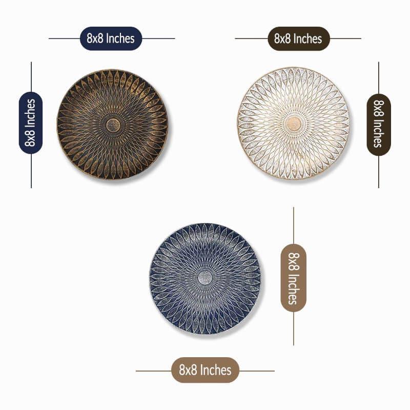 Buy Sinoya Decorative Wall Plates (Brown, White, Blue) - Set Of Three Wall Accents from Vaaree