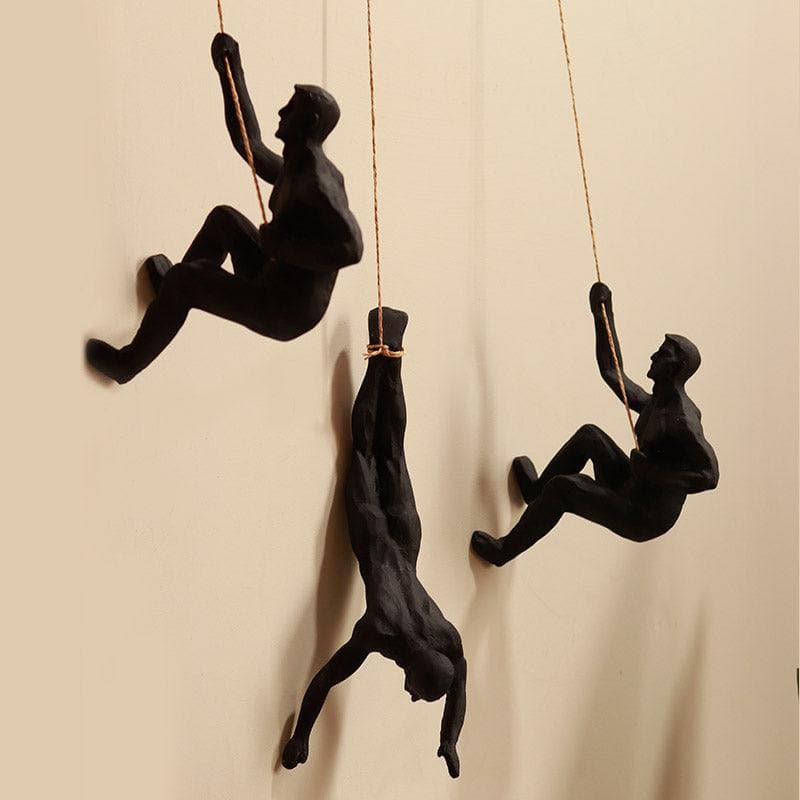 Buy The Alpinist Showpiece (Black) - Set Of Three Wall Accents from Vaaree