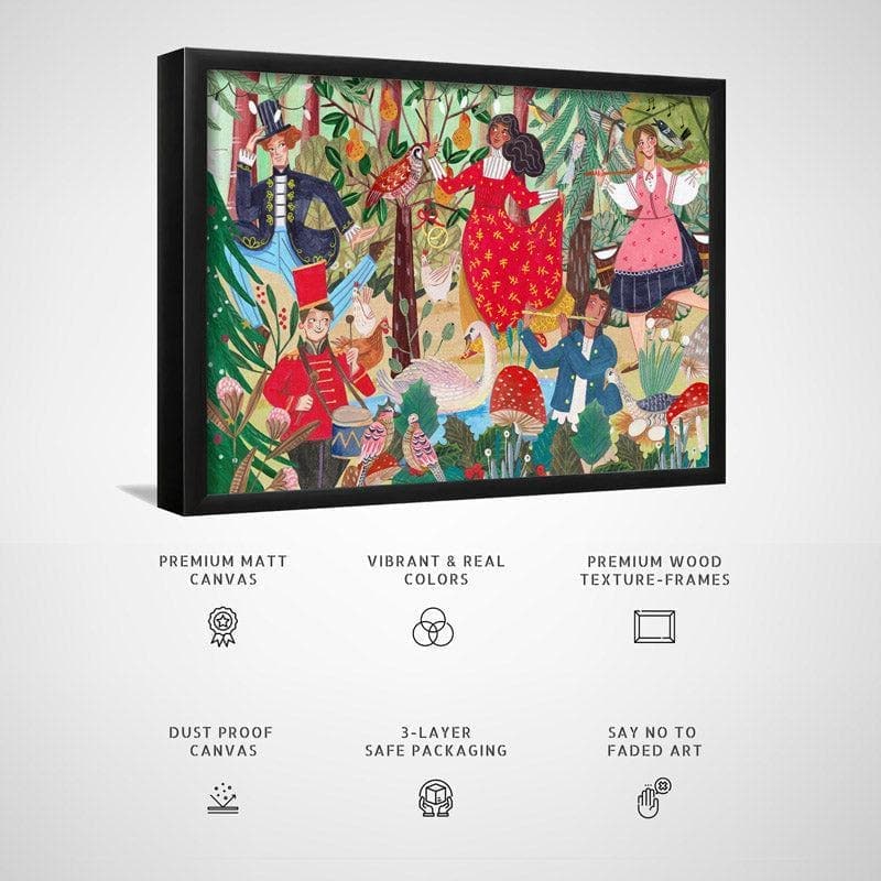 Buy Wall Art & Paintings - 12 days of Christmas Wall Painting - Black frame at Vaaree online