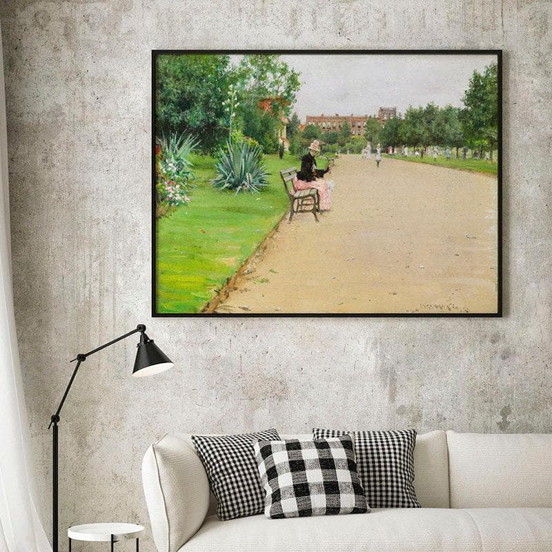 Wall Art & Paintings - A City Park Wall Painting - Black Frame