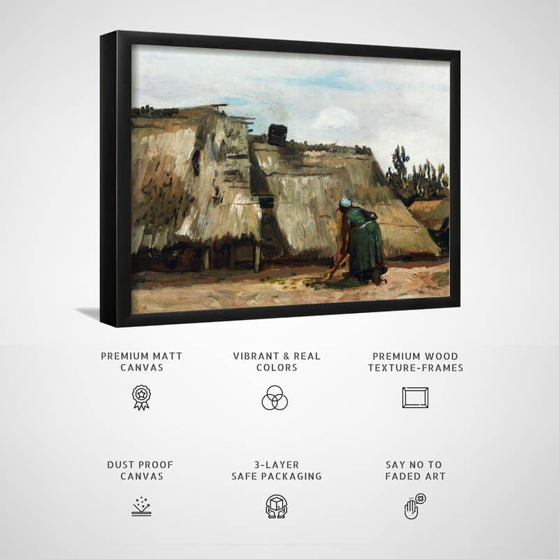 Buy A Peasant Woman Digging In Front Of Her Cottage By Vincent Van Gogh - Black Frame Wall Art & Paintings from Vaaree