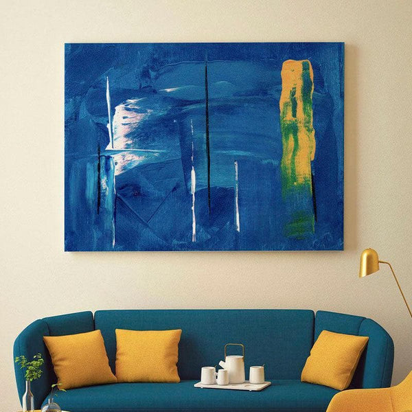 Wall Art & Paintings - Abstract Blue Wall Painting - Gallery Wrap